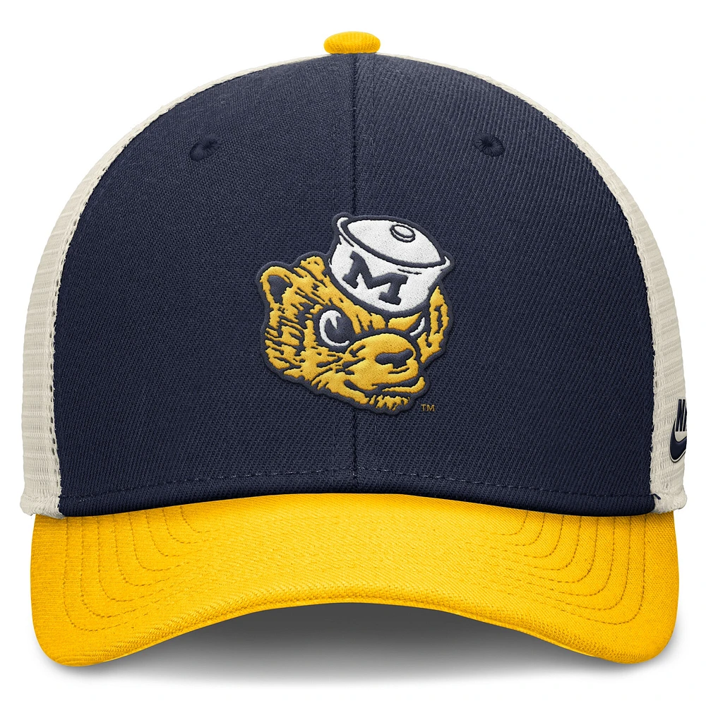 Casquette ajustable Nike Performance Rise pour homme, bleu marine/maïs, Michigan Wolverines