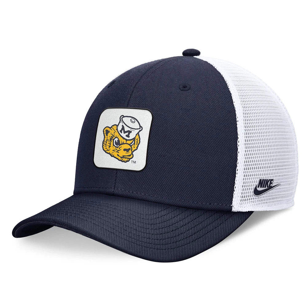 Men's Nike Navy/White Michigan Wolverines Legacy Rise Mascot Trucker Adjustable Hat