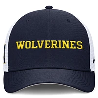 Men's Nike Navy Michigan Wolverines 2025 Dugout Coaches Rise Performance Trucker Adjustable Hat