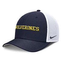 Men's Nike Navy Michigan Wolverines 2025 Dugout Coaches Rise Performance Trucker Adjustable Hat