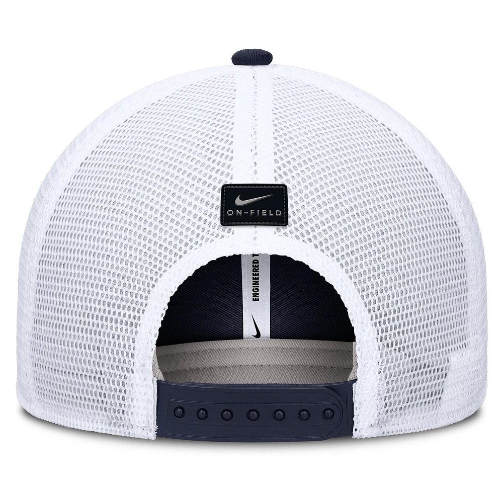 Men's Nike Navy Michigan Wolverines 2025 Dugout Coaches Rise Performance Trucker Adjustable Hat