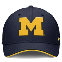 Men's Nike Navy Michigan Wolverines 2025 Dugout Coaches Rise Swoosh Performance Flex Hat