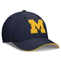 Men's Nike Navy Michigan Wolverines 2025 Dugout Coaches Rise Swoosh Performance Flex Hat