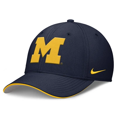 Men's Nike Navy Michigan Wolverines 2025 Dugout Coaches Rise Swoosh Performance Flex Hat
