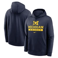 Men's Nike Navy Michigan Wolverines Hockey Stack Fleece Pullover Hoodie