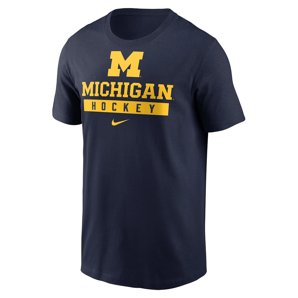 Men's Nike Navy Michigan Wolverines Ice Hockey Sport Drop T-Shirt