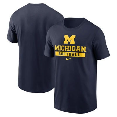 T-shirt de softball Nike Michigan Wolverines pour homme, bleu marine