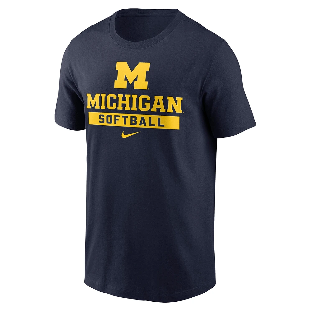 T-shirt de softball Nike bleu marine pour homme des Wolverines du Michigan