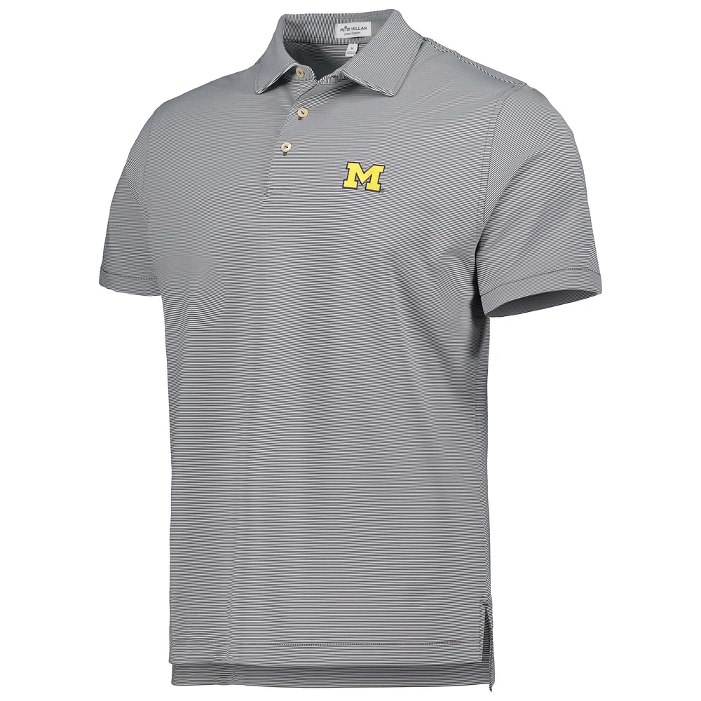 Men's Peter Millar Gray Michigan Wolverines Jubilee Striped Performance Jersey Polo