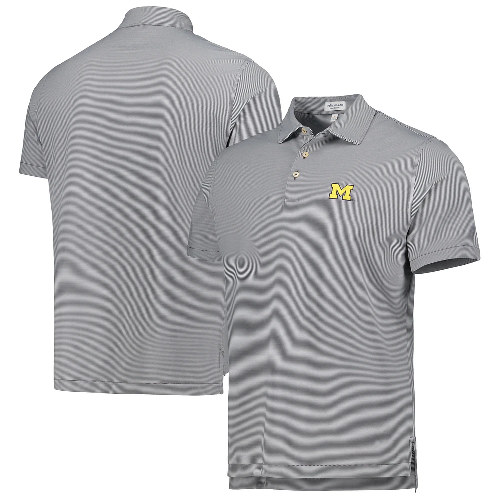 Men's Peter Millar Gray Michigan Wolverines Jubilee Striped Performance Jersey Polo