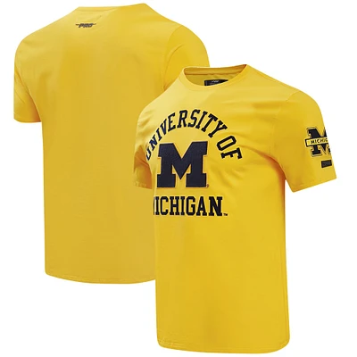 Men's Pro Standard Maize Michigan Wolverines Classic Stacked Logo T-Shirt