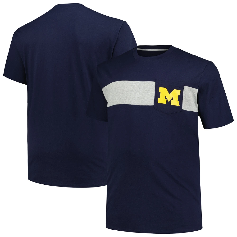 T-shirt à rayures colorées pour hommes Profile Navy Michigan Wolverines Big & Tall