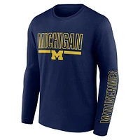 Men's Profile Navy Michigan Wolverines Big & Tall Two-Hit Graphic Long Sleeve T-Shirt