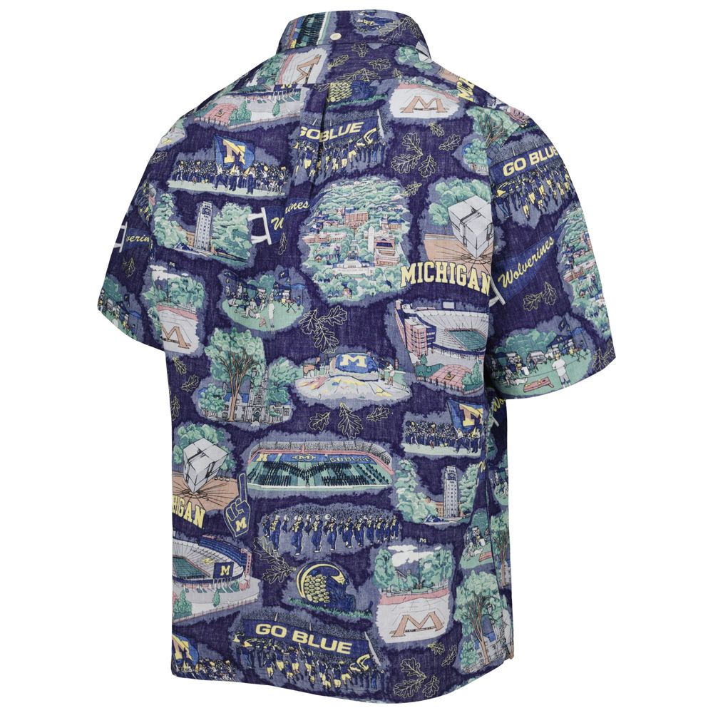 Men's Reyn Spooner Navy Michigan Wolverines Scenic Button-Down Shirt