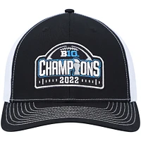 Men's Richardson Black/White Michigan Wolverines 2022 Big Ten Football Conference Champions Locker Room Adjustable Trucker Hat