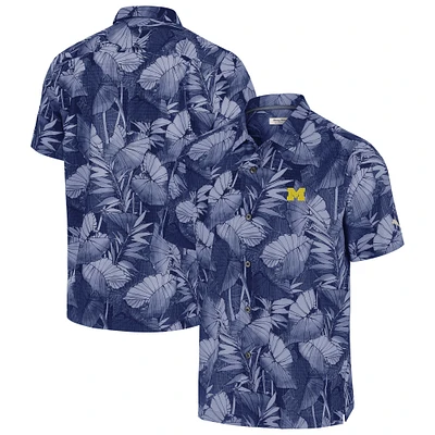 Chemise boutonnée bleu Tommy Bahama pour homme Michigan Wolverines Coast Nuevo Fronds