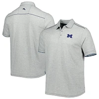 Men's Tommy Bahama Heathered Gray Michigan Wolverines IslandZone Tailgater Polo