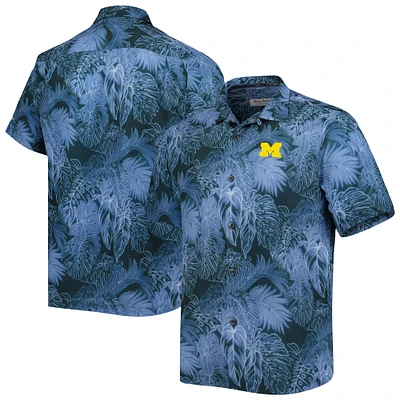 Tommy Bahama Navy Michigan Wolverines Big & Tall Coast Luminescent Fronds IslandZone Chemise de camp boutonnée