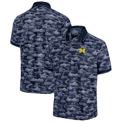 Men's Tommy Bahama Navy Michigan Wolverines Sport Bay View Polo