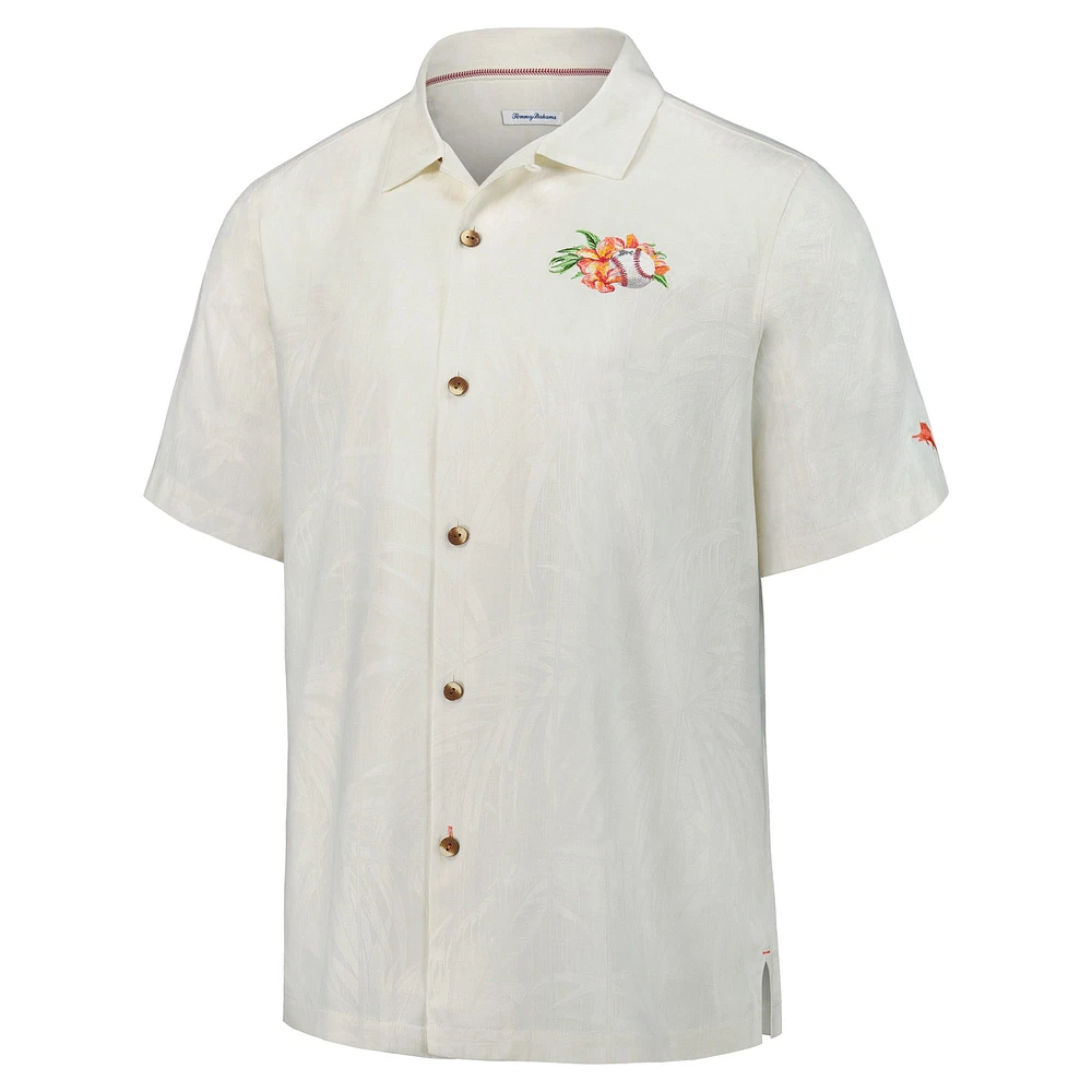 Men's Tommy Bahama White Michigan Wolverines Grand Slam Bay Camp Button-Up Shirt