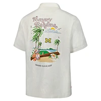 Men's Tommy Bahama White Michigan Wolverines Grand Slam Bay Camp Button-Up Shirt