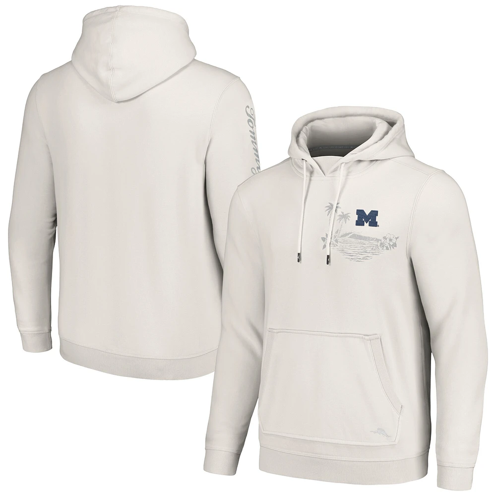 Sweat à capuche Tommy Bahama blanc Michigan Wolverines Home Game pour hommes