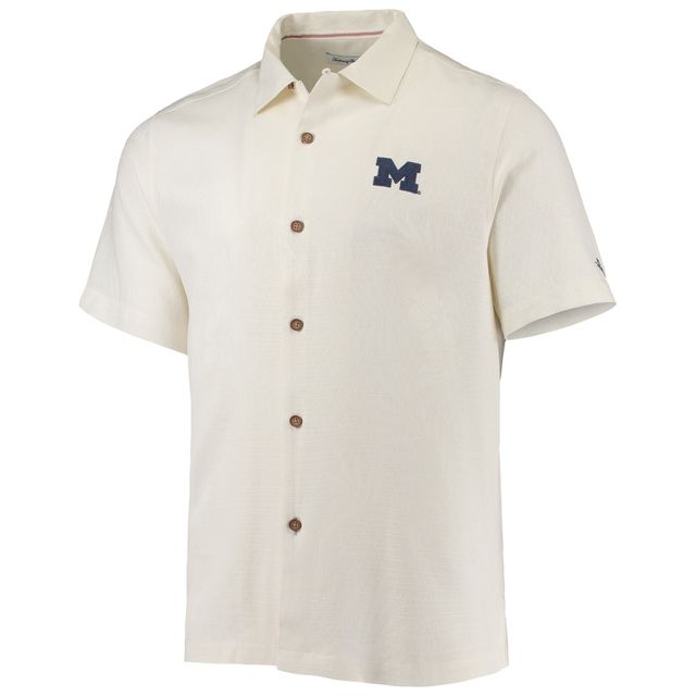 Chemise boutonnée Tommy Bahama pour hommes Michigan Wolverines Run Like You Stole It Camp