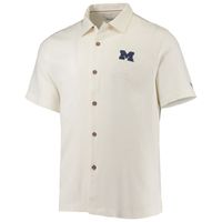 Men's Tommy Bahama White Michigan Wolverines Run Like You Stole It Camp Button-Up Shirt