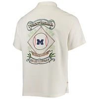 Men's Tommy Bahama White Michigan Wolverines Run Like You Stole It Camp Button-Up Shirt