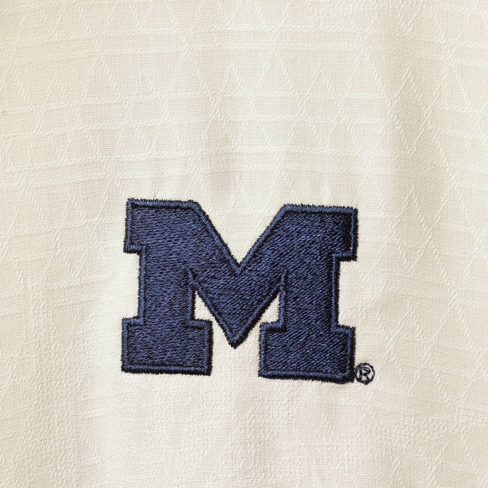 Men's Tommy Bahama White Michigan Wolverines Run Like You Stole It Camp Button-Up Shirt