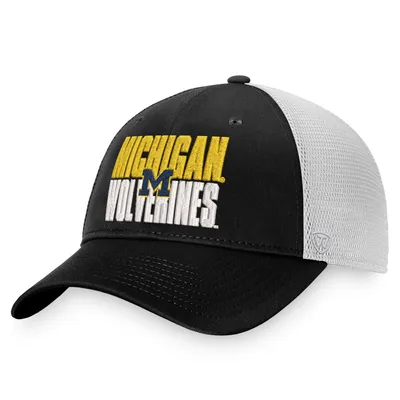 Michigan Wolverines Top of the World Stockpile Trucker Snapback Hat - Black/White