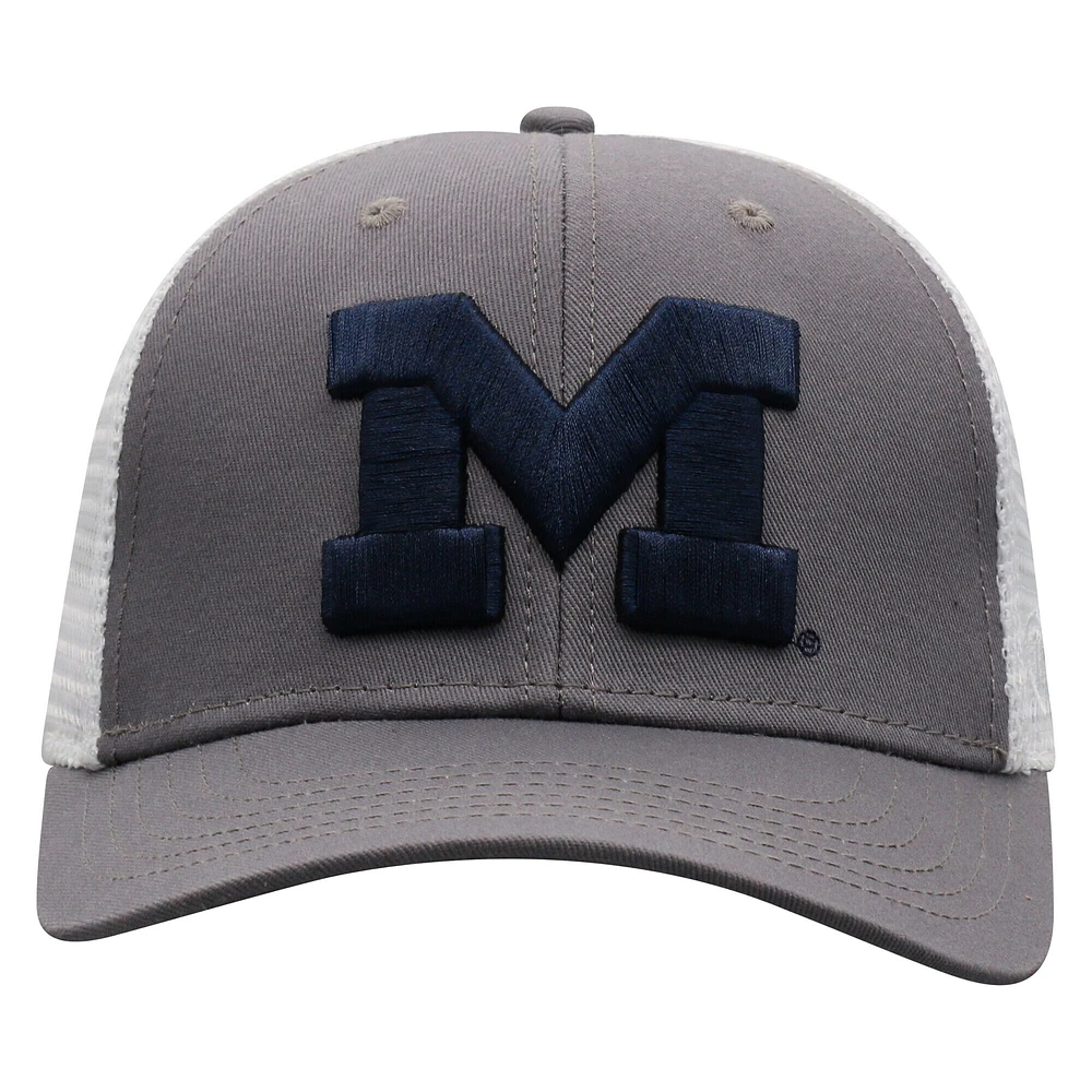 Casquette ajustable de camionneur Michigan Wolverines grise Top of the World pour homme