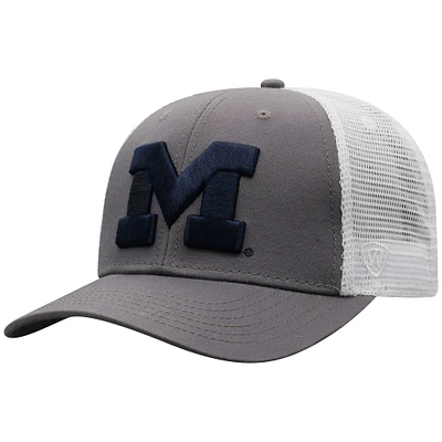 Casquette ajustable de camionneur Michigan Wolverines grise Top of the World pour homme