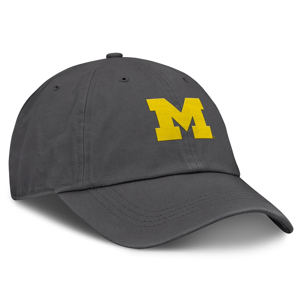 Men's Top of the World Heather Charcoal Michigan Wolverines Team Logo Washed Adjustable Hat