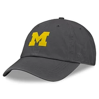 Men's Top of the World Heather Charcoal Michigan Wolverines Team Logo Washed Adjustable Hat