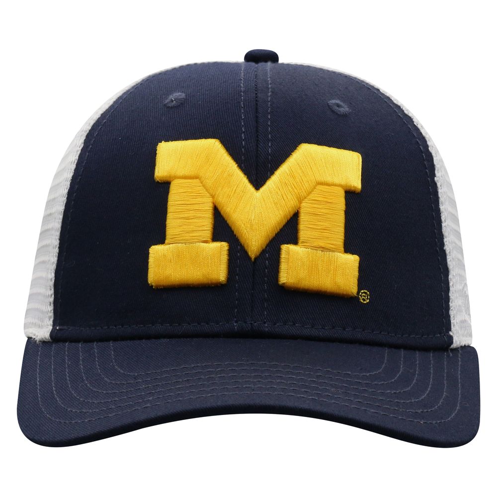 Men's Top of the World Navy/White Michigan Wolverines Trucker Snapback Hat