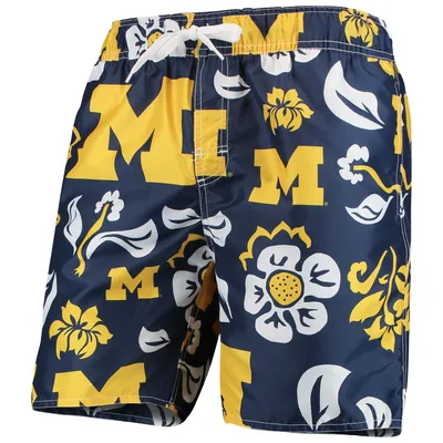 Michigan Wolverines Wes & Willy Floral Volley Swim Trunks - Navy