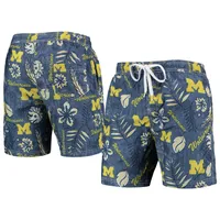 Michigan Wolverines Wes & Willy Vintage Floral Swim Trunks - Navy
