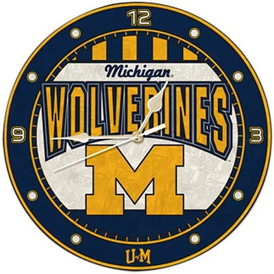 Horloge murale en verre artistique Michigan Wolverines de 12 po