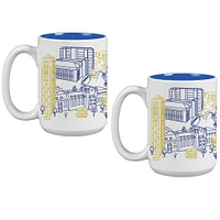 Lot de deux tasses à café Michigan Wolverines de 15 oz avec dessin au trait Campus