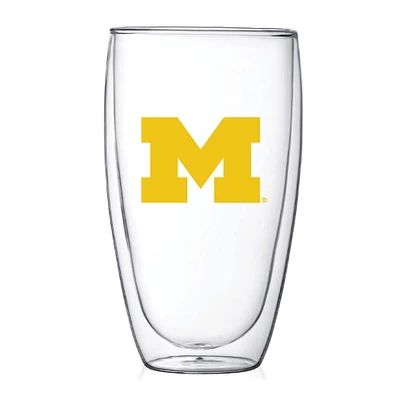 Michigan Wolverines 15oz. Double Wall Thermo Glass