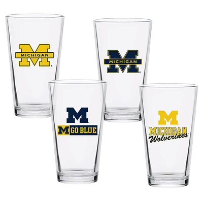 Lot de quatre verres à bière de collection de 16 oz des Wolverines du Michigan