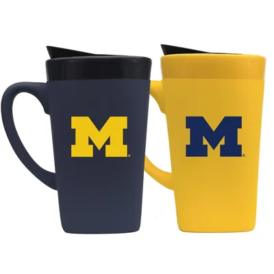 Michigan Wolverines 16oz. Soft Touch Ceramic Mug with Lid Two-Piece Set