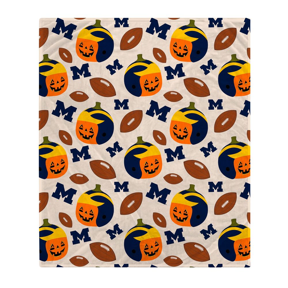 Michigan Wolverines 60" x 70" Pumpkin Helmet Corral Fleece Blanket