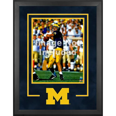 Tom Brady Michigan Wolverines Deluxe Framed Autographed 16 x 20 Blue  Throwing Photograph