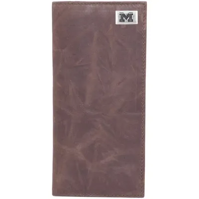 Michigan Wolverines Leather Secretary Wallet with Concho - Brown