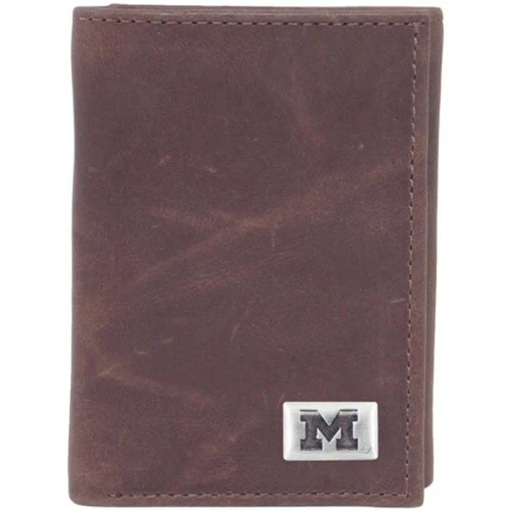 Michigan Wolverines Leather Trifold Wallet with Concho
