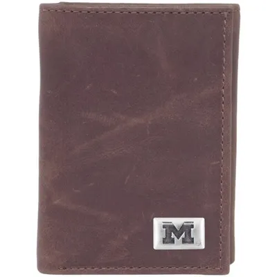 Michigan Wolverines Leather Trifold Wallet with Concho