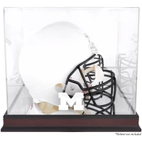 Michigan Wolverines Mahogany Base Team Logo Helmet Display Case with Mirrored Back