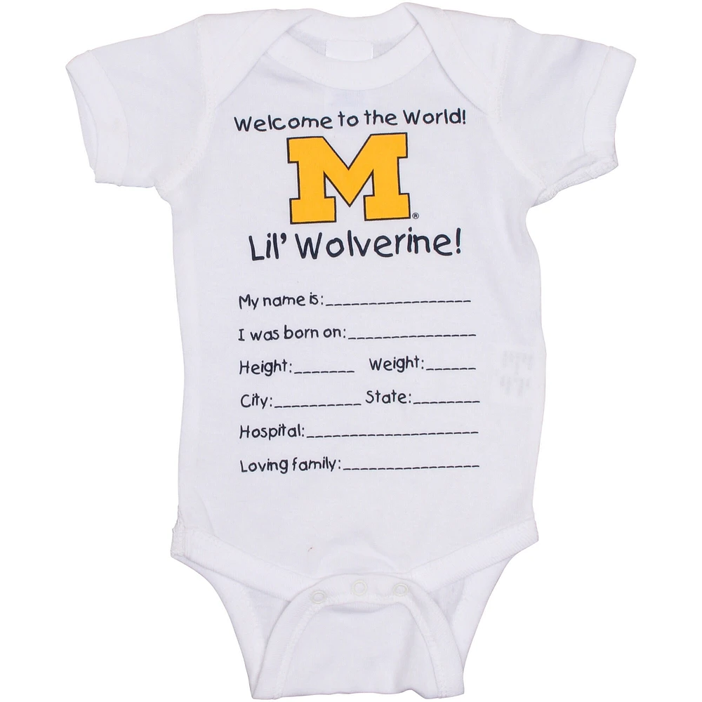 Michigan Wolverines Nouveau-né Bienvenue dans le monde Creeper - Blanc